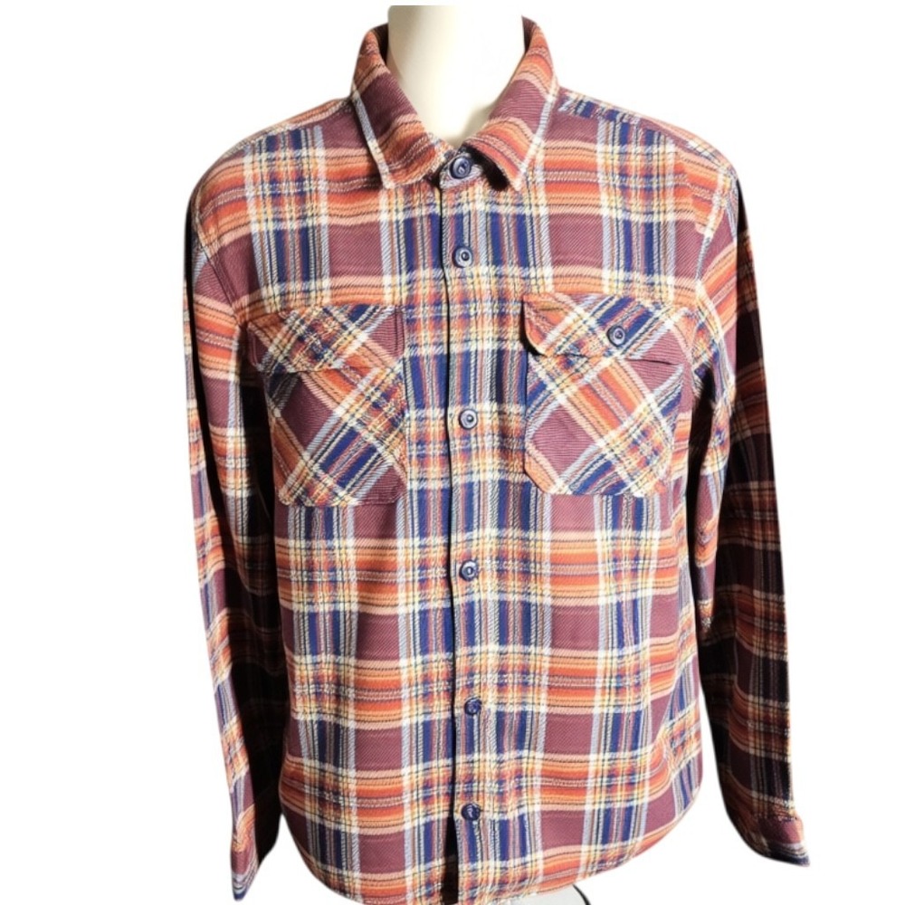 Buffalo David Bitton Mens L Scottie Flannel Shirt Red Plaid Cotton Long Sleeve